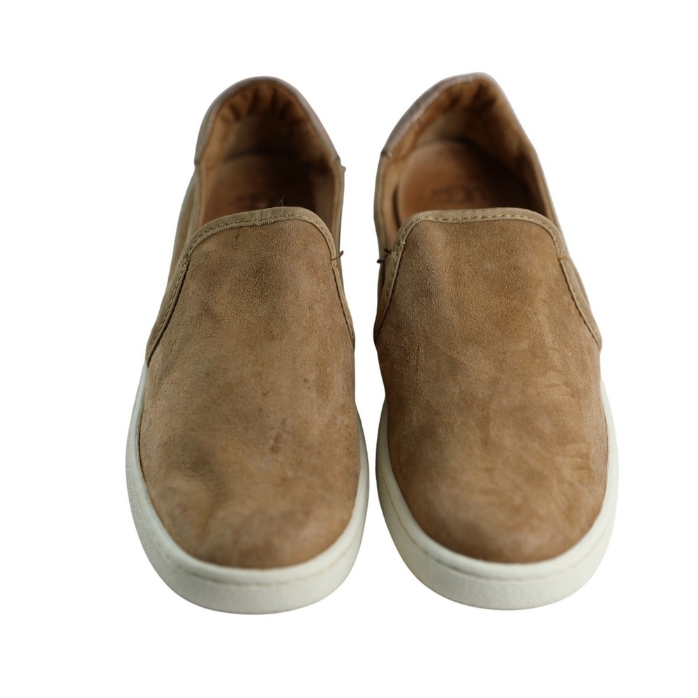 UGG Jass Tan Suede Metallic Rose Gold Slip On Sneakers Shoes Womens 7.5